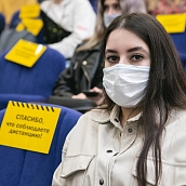 Студенты ФТИ - участники встречи с Героем России, летчиком-космонавтом Юрчихиным Ф.Н.