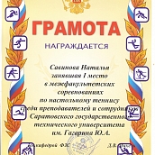 ФЭС - победитель соревнований по настольному теннису среди ППС